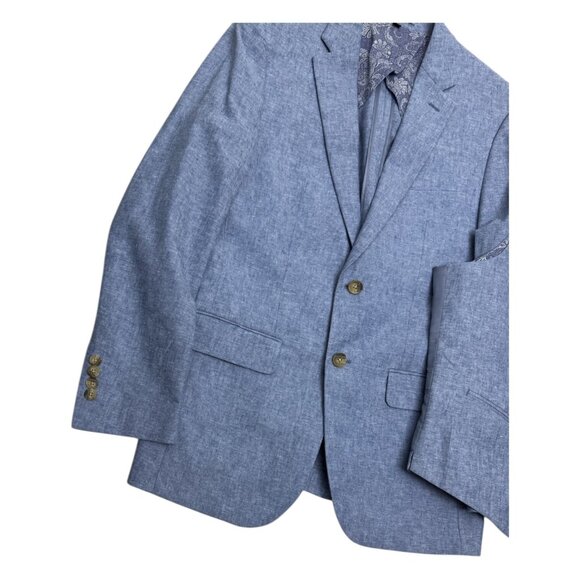 JOS A BANK LINEN Slim Blue 3 Piece Business Casual Blazer Vest Pants Suit 38R - Picture 7 of 11